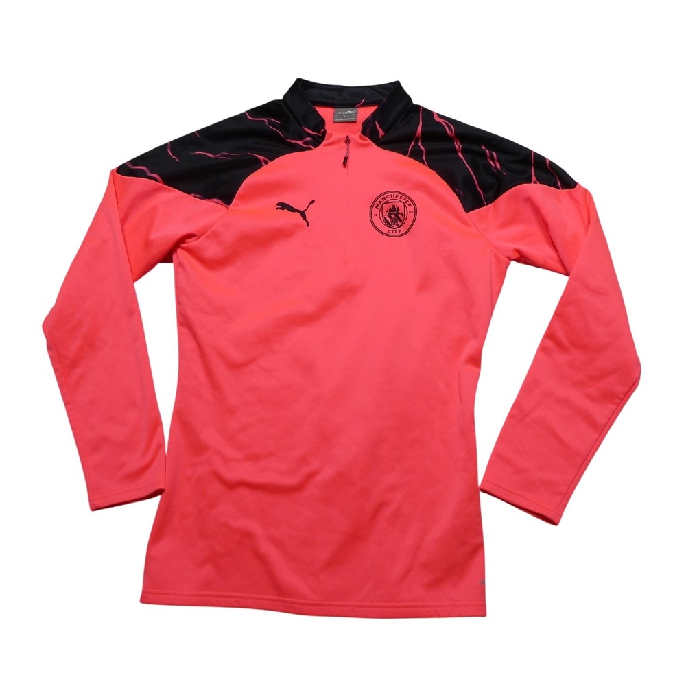 Manchester City Jacket Womens Small Pink Black Soccer Puma 1/4 Zip Training